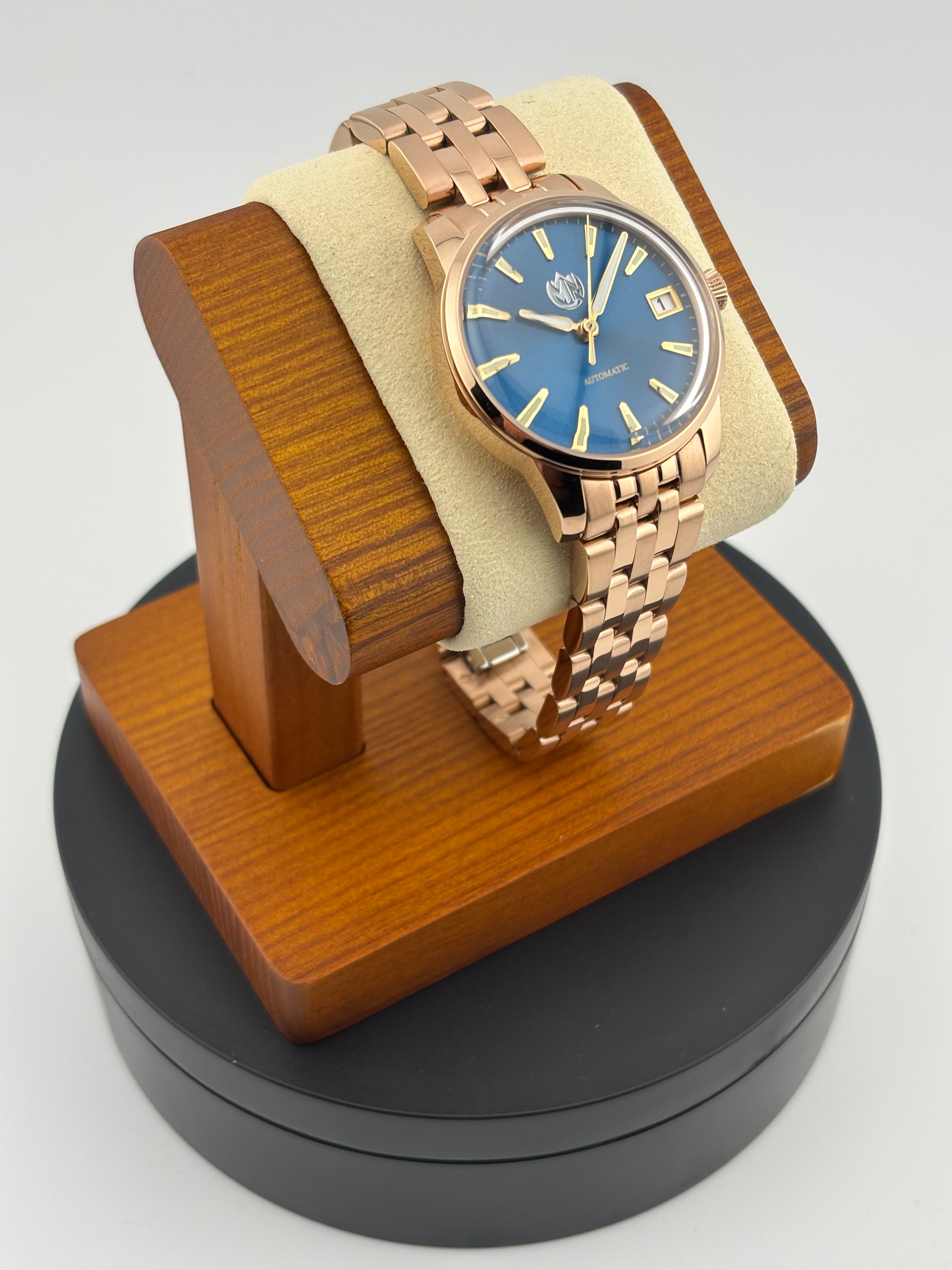 MN Watches luxury mechanical ladies watch with stainless steel rose gold case & bracelet