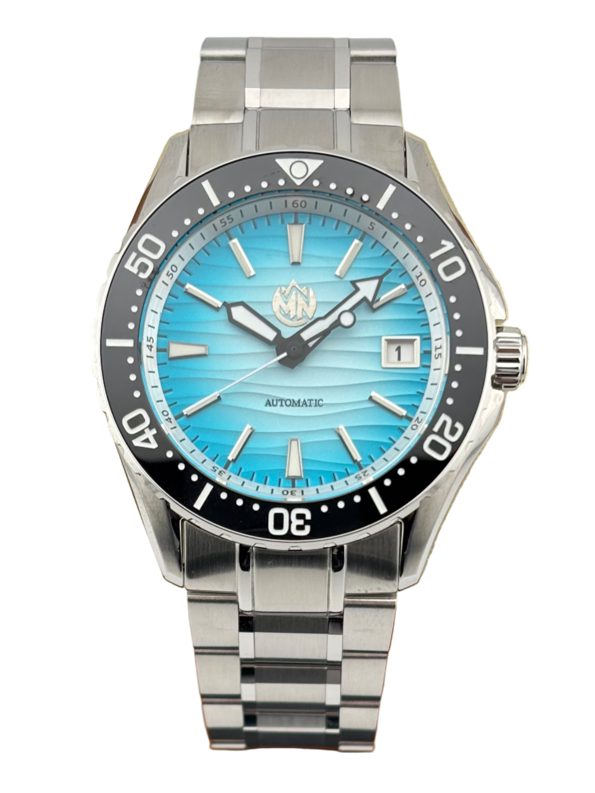 MN Watches luxury mechanical dive style watch with ceramic bezel and stainless steel case & bracelet