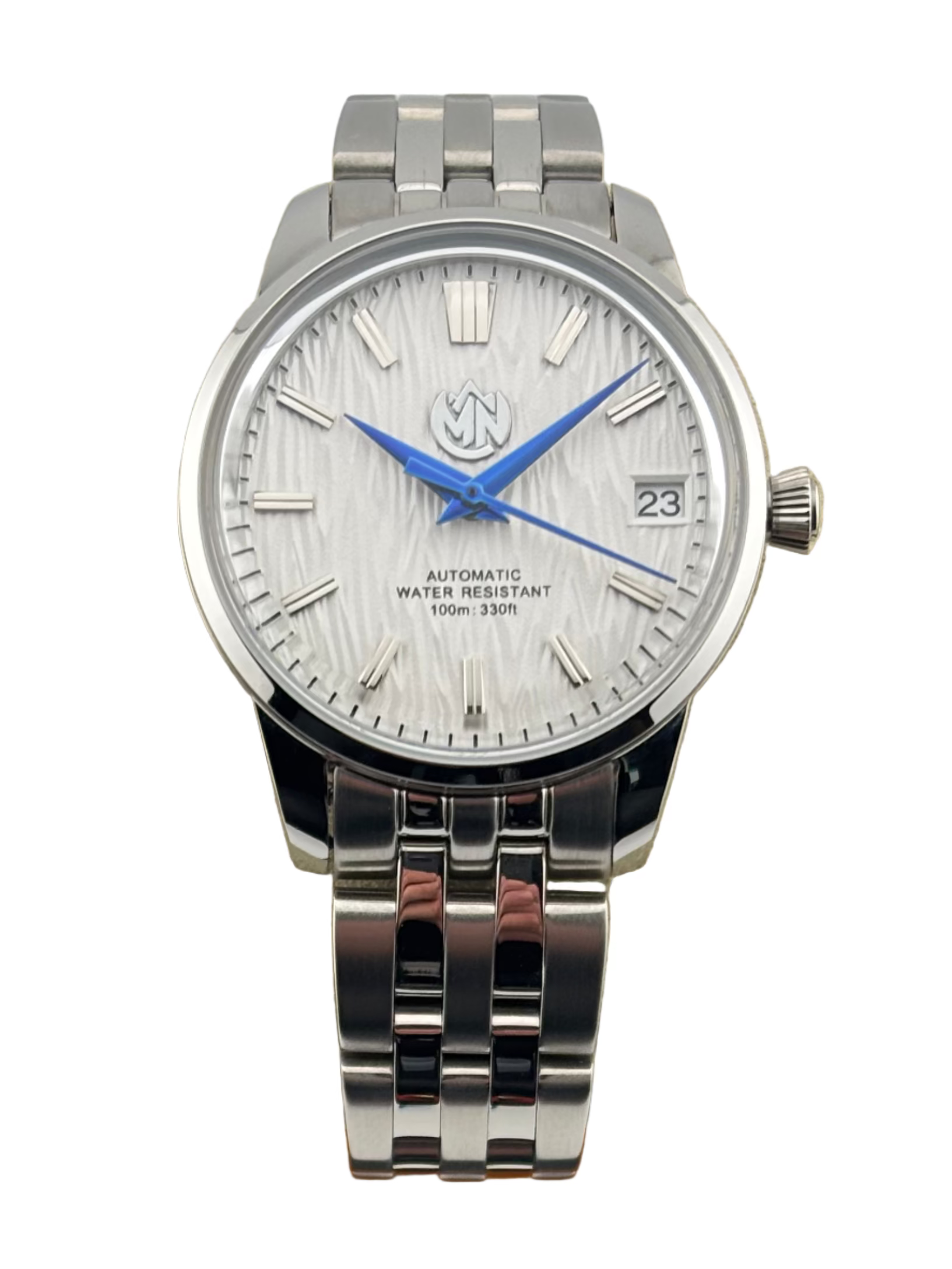 MN Watches luxury ladies watch with textured dial, stainless steel case & bracelet